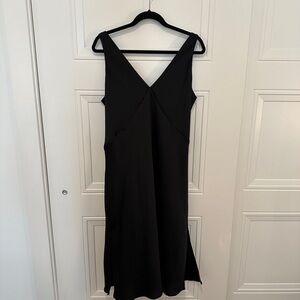 Elegant Silky Black Sleeveless Slip Dress